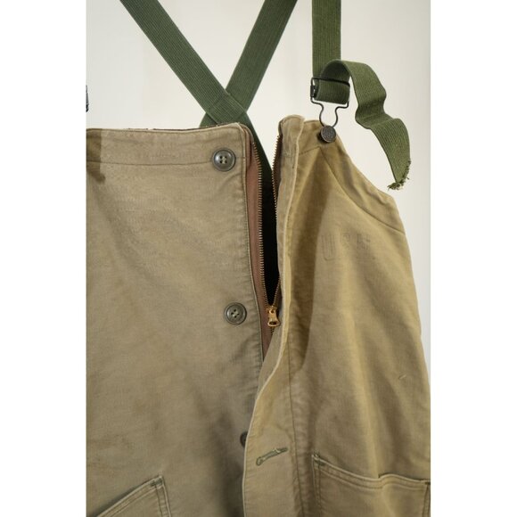 Vintage U.S. Navy WWII USN Cold/Wet Weather Wool Lined Deck Bib Overalls Small - Picture 7 of 8